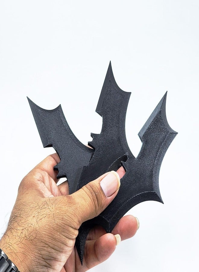 Cubix3D 3D Printed Bat Throwing Star - Hero Inspired Set of 3 | Black Pretend Play Game Props for Kids | Harmless Plastic Accessory for Gamers & Cosplay - Image 4