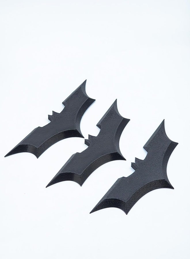 Cubix3D 3D Printed Bat Throwing Star - Hero Inspired Set of 3 | Black Pretend Play Game Props for Kids | Harmless Plastic Accessory for Gamers & Cosplay - Image 1