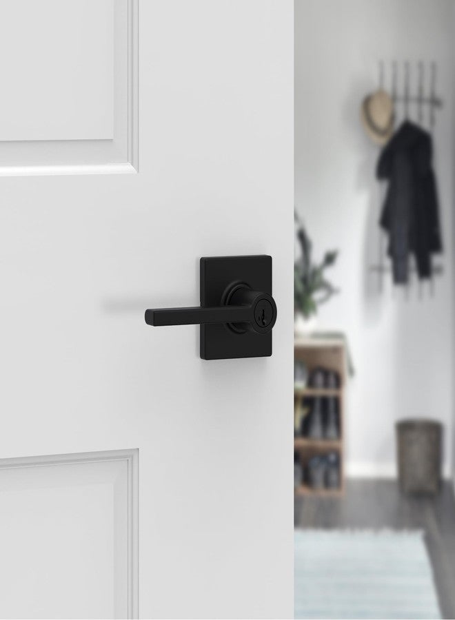 كويكسيت مقبض باب Kwikset Casey مع قفل ومفتاح، ذراع خارجي قابل للعكس وآمن، مناسب للمداخل الأمامية وغرف النوم، أسود مطفي، مقاوم للعبث، مزود بنظام إعادة برمجة المفتاح الذكي ونظام Microban الأمني - Image 2