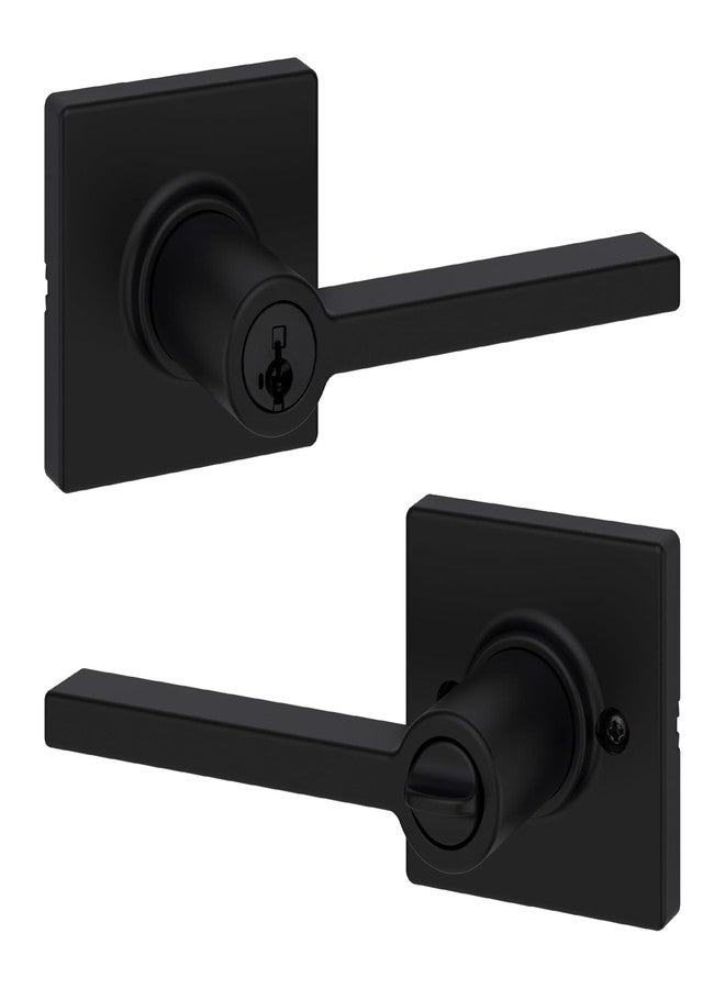 كويكسيت مقبض باب Kwikset Casey مع قفل ومفتاح، ذراع خارجي قابل للعكس وآمن، مناسب للمداخل الأمامية وغرف النوم، أسود مطفي، مقاوم للعبث، مزود بنظام إعادة برمجة المفتاح الذكي ونظام Microban الأمني - Image 1