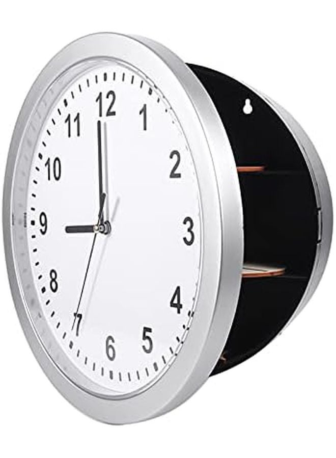 Hidden Wall Clock With 3 Shelves Silver Diversion Safe For Money Jewelry - Image 2