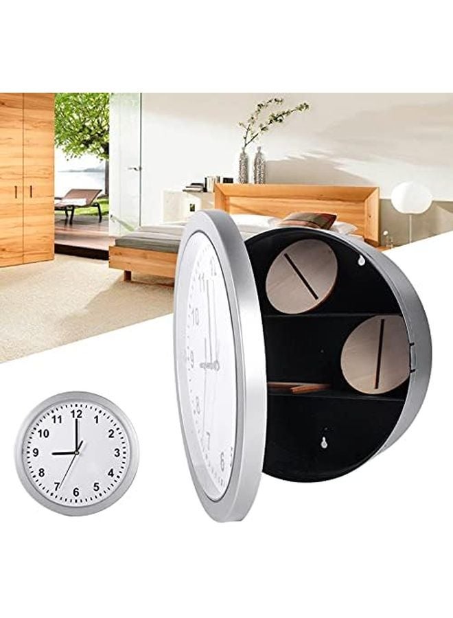 Hidden Wall Clock With 3 Shelves Silver Diversion Safe For Money Jewelry - Image 4