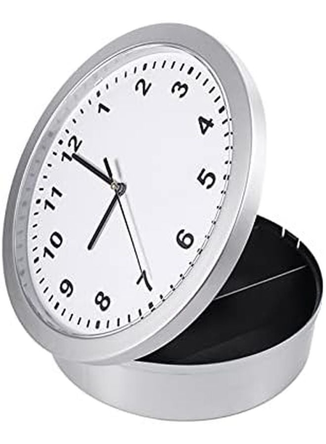 Hidden Wall Clock With 3 Shelves Silver Diversion Safe For Money Jewelry - Image 5