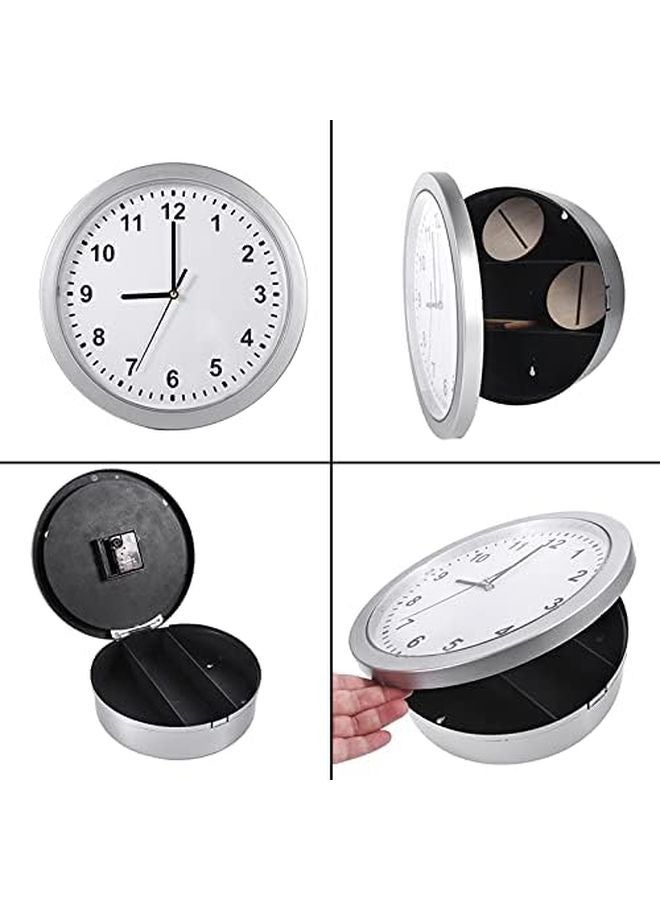 Hidden Wall Clock With 3 Shelves Silver Diversion Safe For Money Jewelry - Image 3