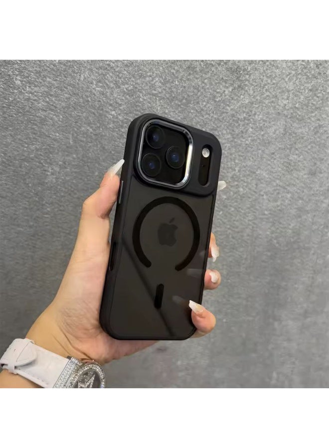 Magnetic Clear Case for iPhone 17 Pro Max, Compatible with MagSafe, Shockproof Slim Phone Cover, Clear Translucent Back (Black)
