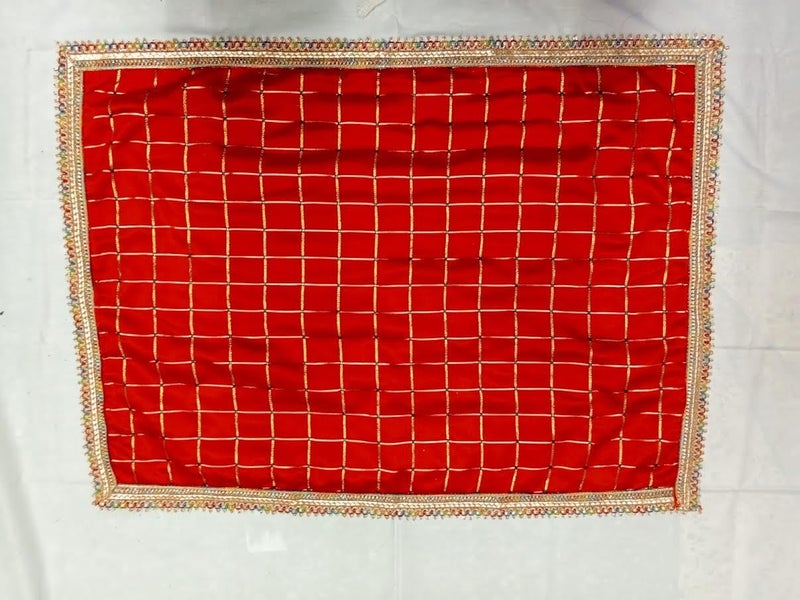 My God Gift هدية إلهي قماش، آسان للبووجا والمندير، آسان بووجا من المخمل وقماش الحرير، (18x24 إنش)(45X60 سم) (أحمر أصفر مربعات) عبوة من 2 - Image 3