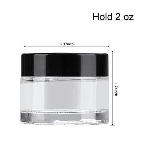 Encheng 15 Pack of 2 oz Clear Round Glass Jars, with Inner Liners and Lids, Empty Cosmetic Containers,Cream jars - Image 2