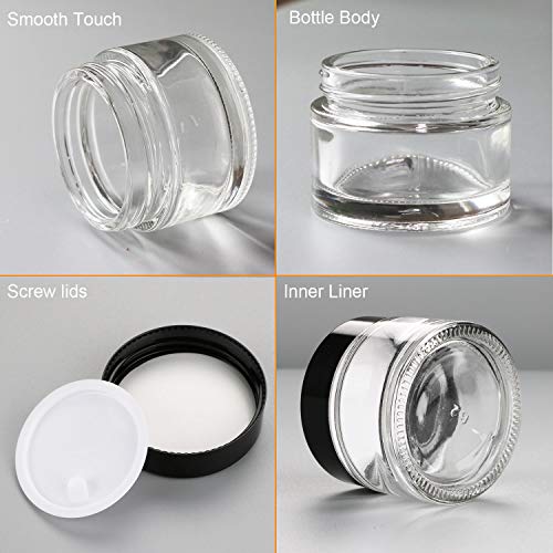 Encheng 15 Pack of 2 oz Clear Round Glass Jars, with Inner Liners and Lids, Empty Cosmetic Containers,Cream jars - Image 3