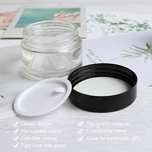 Encheng 15 Pack of 2 oz Clear Round Glass Jars, with Inner Liners and Lids, Empty Cosmetic Containers,Cream jars - Image 4