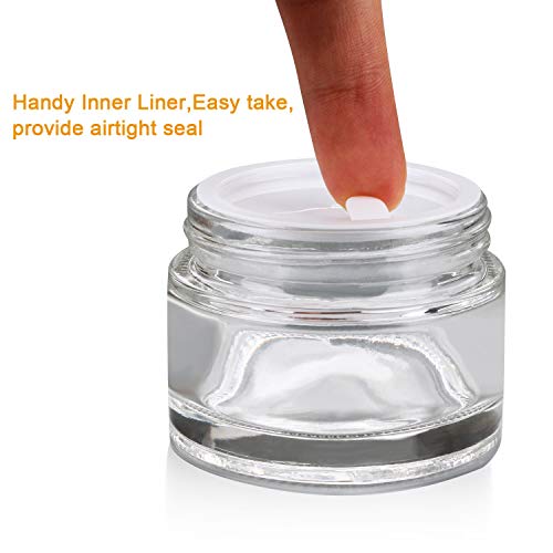 Encheng 15 Pack of 2 oz Clear Round Glass Jars, with Inner Liners and Lids, Empty Cosmetic Containers,Cream jars - Image 5