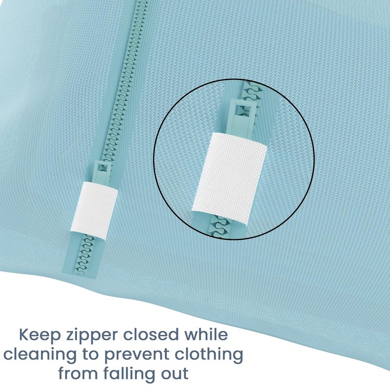 Kuber Industries Set of 12 Polyester Mesh Laundry Bag with Zip Reusable Washing Bags for Washing Machine Ideal for Delicate Fabrics Lingerie Shoes Protection YZ2BLU Plain Blue - Image 2