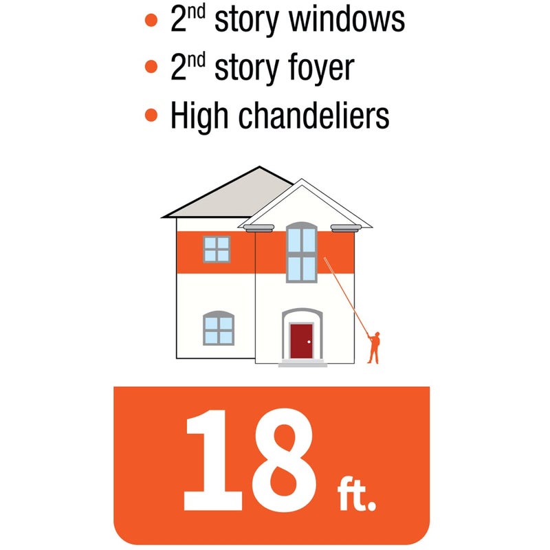 Unger Professional Connect & Clean 6 - 18 Foot Telescoping Extension Multi-Purpose Pole with Quick-Flip Clamp, Window Cleaning, Dusting, Silver - Image 5