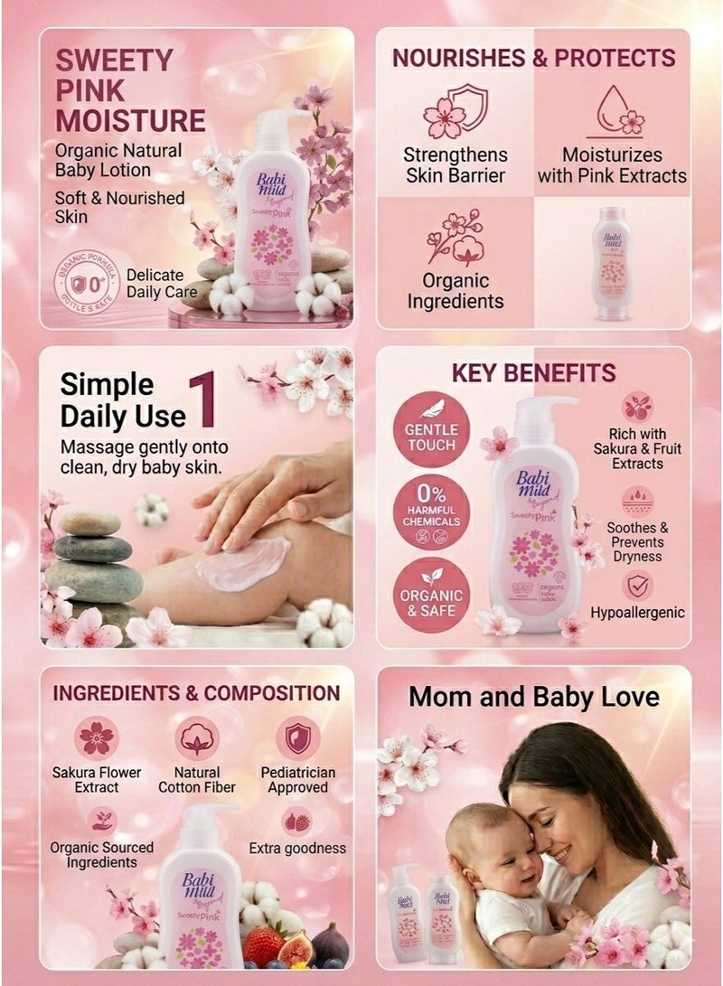 BABIMILD Babi Mild & Beyond Sweety Pink Organic Baby Lotion – Gentle Touch Moisturizing Care for Soft & Smooth Baby Skin (0+ Months)350ml - Image 3
