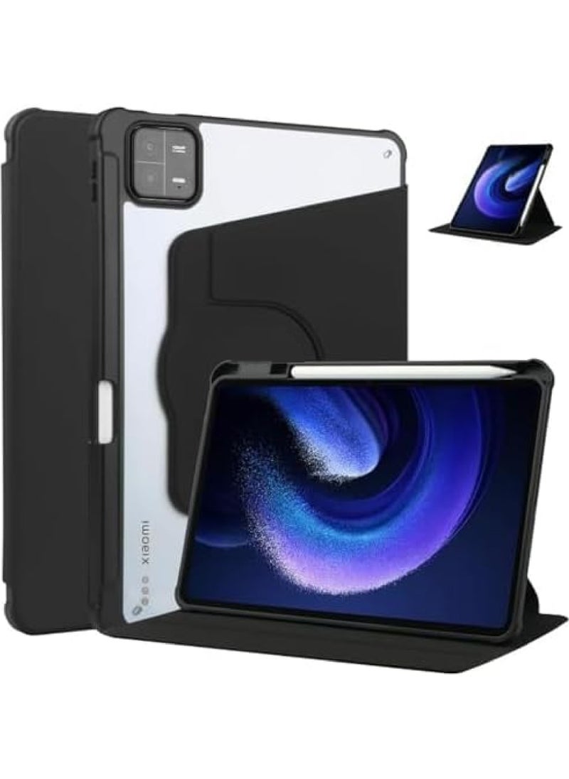 روك بو حافظة لجهاز Xiaomi Pad 5/5 Pro 11 بوصة 2021 غطاء ذكي نحيف قابل للطي حافظة خلفية صلبة شفافة مع حامل قلم لجهاز Xiaomi Mi Pad 5/Mi Pad 5 Pro 11.0 بوصة إصدار 2021  - Image 1