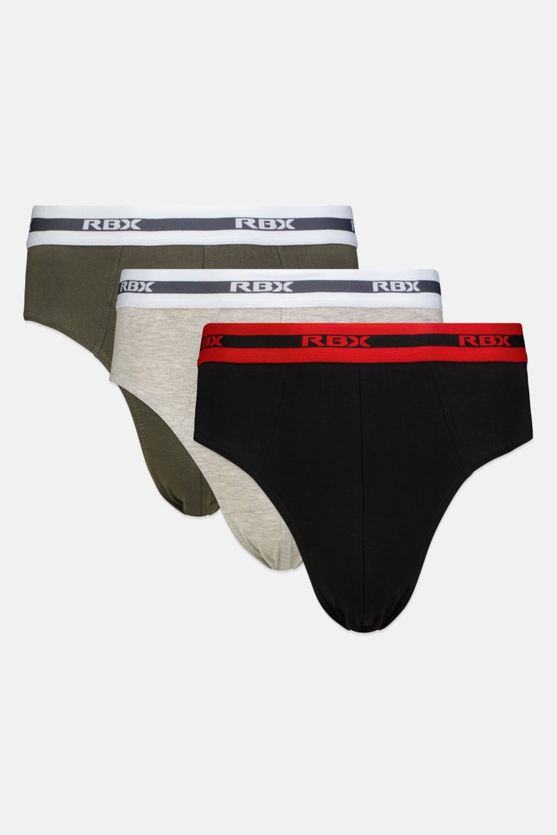 RBX Men 3 Pieces Brand Logo Boxers, Multicolor - Image 1