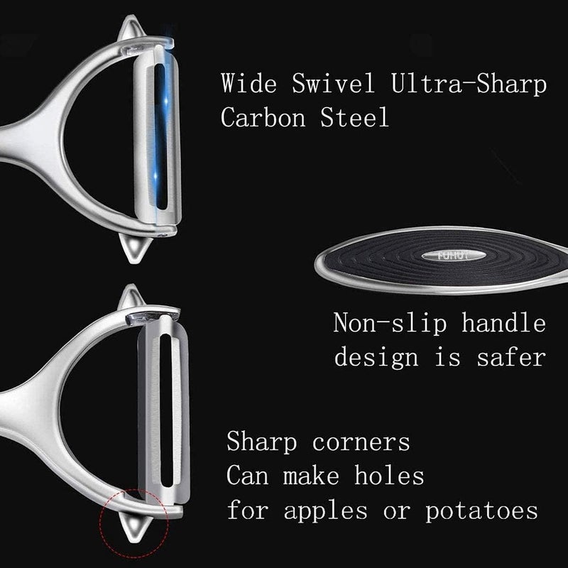 FUHUY Vegetable, Apple Peelers for kitchen, Fruit, Carrot, Veggie, Potatoes Peeler, Y-Shaped and I-Shaped Stainless Steel Peelers, with Ergonomic Non-Slip Handle & Sharp Blade, Good Sturdy (2PCS) - Image 5
