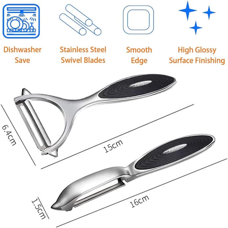 FUHUY Vegetable, Apple Peelers for kitchen, Fruit, Carrot, Veggie, Potatoes Peeler, Y-Shaped and I-Shaped Stainless Steel Peelers, with Ergonomic Non-Slip Handle & Sharp Blade, Good Sturdy (2PCS) - Image 2