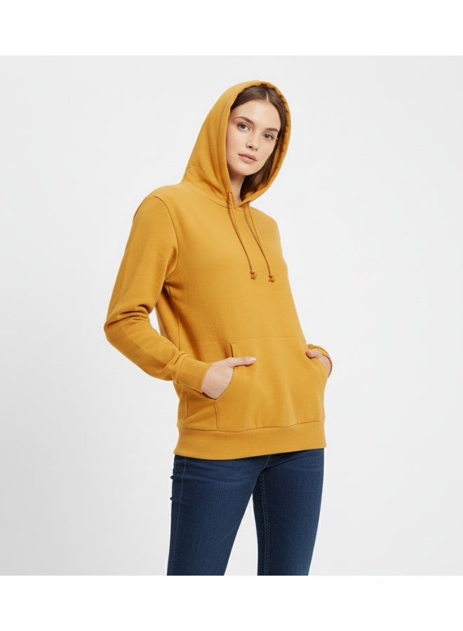 LOUD UNIVERSE هودي قطن عادي للنساء مع جيب كنجارو | سويت شيرت مريح وناعم للسيدات - Image 4