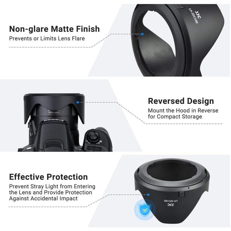 JJC Reversible Lens Hood Shade Protector & 67mm Filter Adapter Ring for Canon Powershot SX70 HS, G3 X, SX60 HS, SX50 SX40 HS, SX30 is, SX20 is, SX540 SX530 SX520 HS Replaces Canon LH-DC100 & FA-DC67B - Image 2