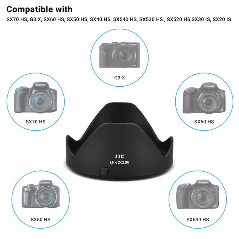 JJC Reversible Lens Hood Shade Protector & 67mm Filter Adapter Ring for Canon Powershot SX70 HS, G3 X, SX60 HS, SX50 SX40 HS, SX30 is, SX20 is, SX540 SX530 SX520 HS Replaces Canon LH-DC100 & FA-DC67B - Image 5