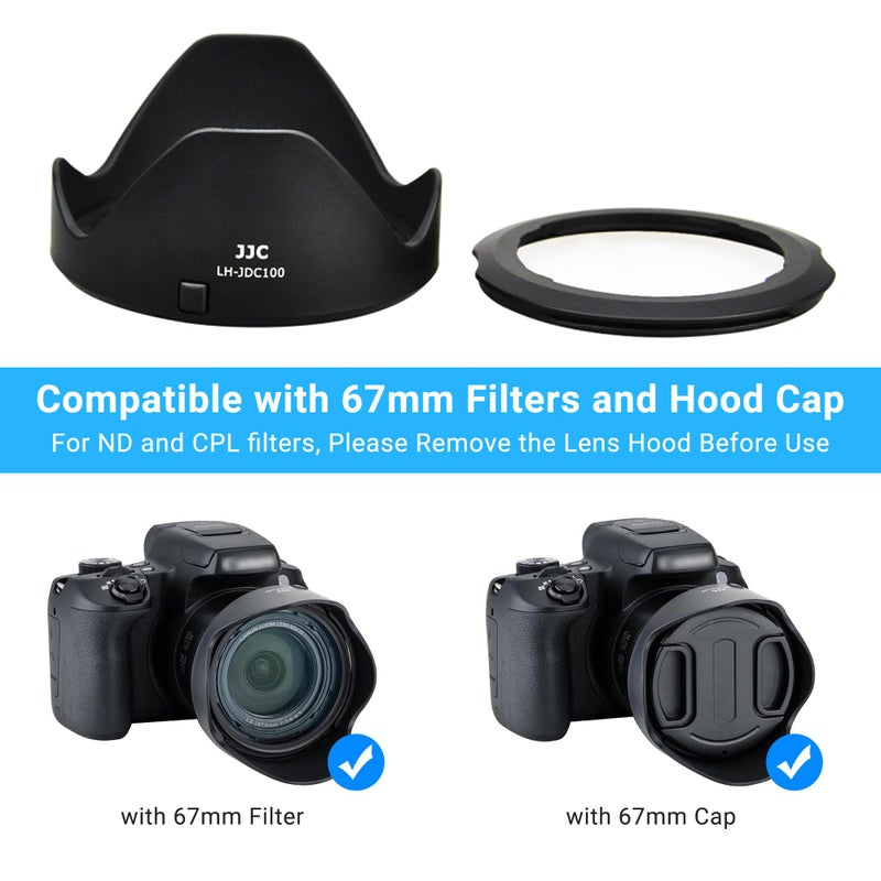 JJC Reversible Lens Hood Shade Protector & 67mm Filter Adapter Ring for Canon Powershot SX70 HS, G3 X, SX60 HS, SX50 SX40 HS, SX30 is, SX20 is, SX540 SX530 SX520 HS Replaces Canon LH-DC100 & FA-DC67B - Image 3