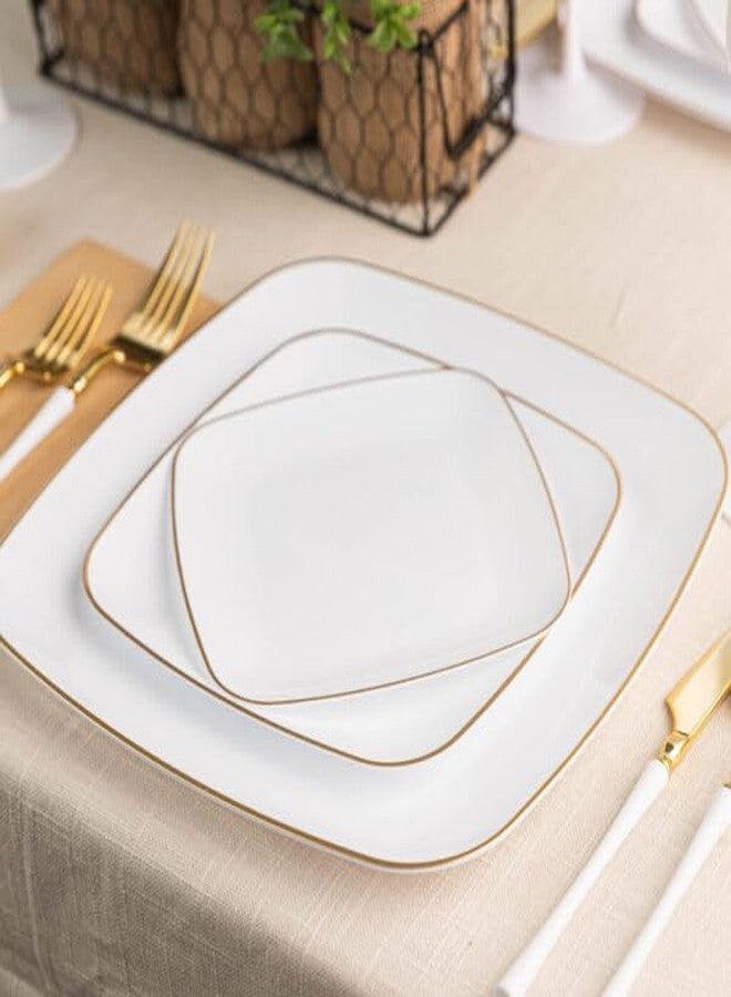 Blue Sky Organic White Disposable Plates 8.5" Square (10 Count) | Gold-Rimmed Plastic Dinnerware Party Essentials - Image 3