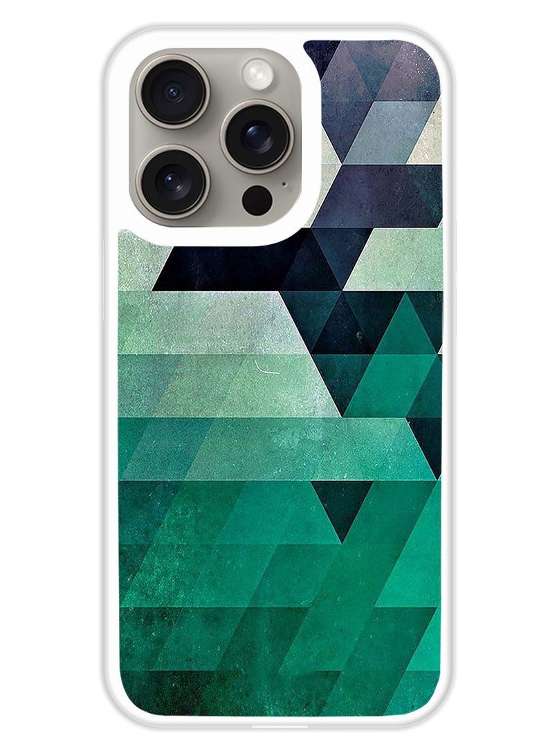 Theodor Protective Case Cover For APPLE IPHONE 15 Pro Triangle Seacolor Pattern (White Bumper) - Image 1