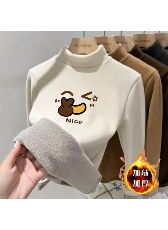 Boys And Girls Velvet Thickeneded Half Turtleneck Velvet Bottoming Shirt Autumn And Winter New Warm Baby Long-sleeved T-shirt