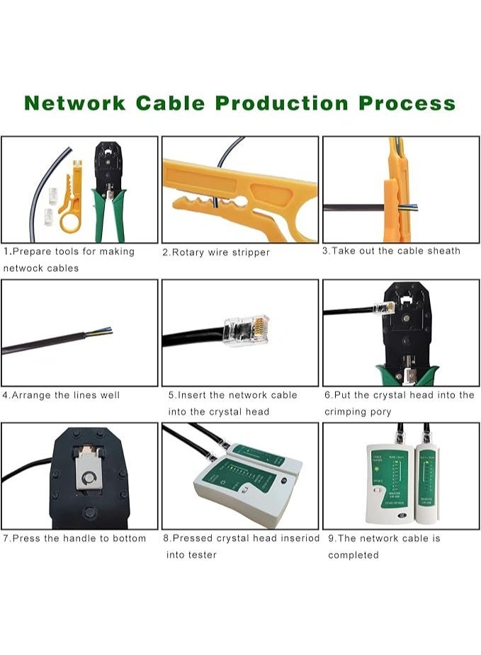 Network Tool Repair Kit, YEESON Ethernet LAN Network Cable Tester Computer Maintenance Coax Crimper Tool for RJ-45/11/12 Cat5/5e with Connector Accessories - Image 5