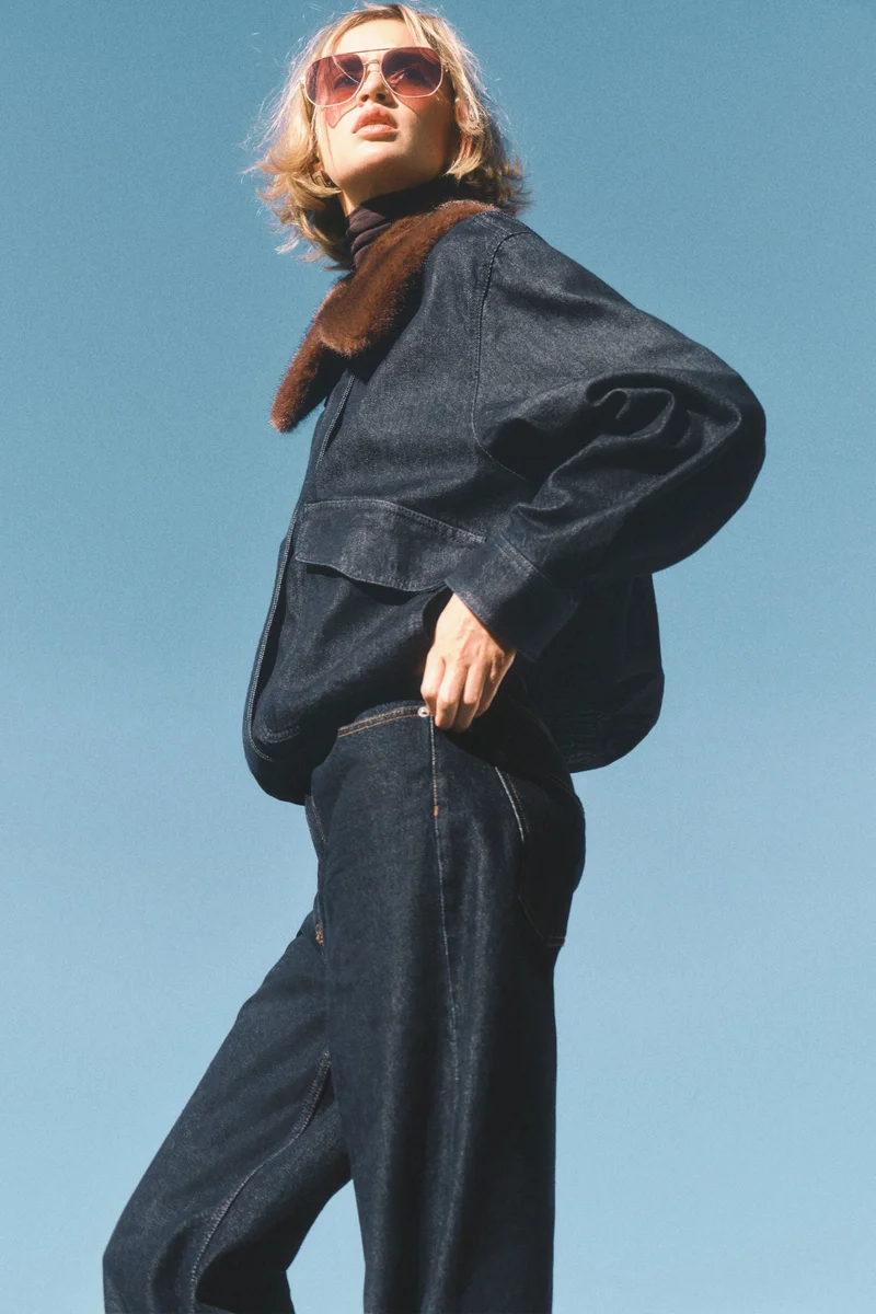 H&M Fluffy-collar denim jacket