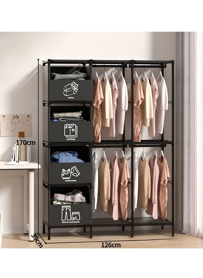 RollsTimi  Simple Combination Wardrobe Simple Storage Iron Shelf Folding Rental House Dormitory Indoor - Image 1