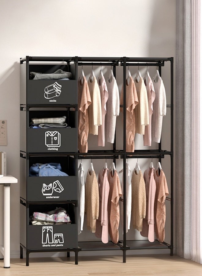 RollsTimi  Simple Combination Wardrobe Simple Storage Iron Shelf Folding Rental House Dormitory Indoor - Image 3