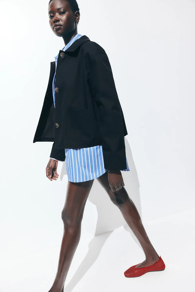 اتش اند ام جاكيت تويل بياقة