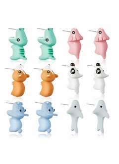 Excefore Cute Animal Bite Earring, 6 Pair Studs Earring, 3D Cartoon Dinosaur Shark Animal Stud Earring  - Image 1