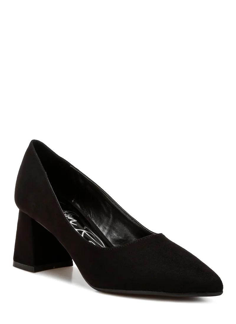 London Rag Block Heel Pumps in Black