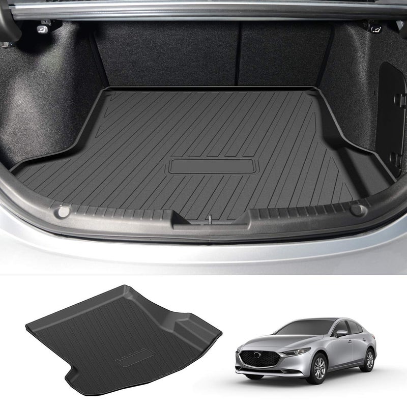 Powerty Trunk Mat for 20192024 2025 2026 Mazda 3 Sedan Accessories All Weather TPO Rear Cargo LinerNot for Hatchback