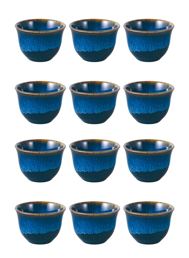 Trust 12-Piece Multicolor Porcelain Cawa Cup Set 110ML Tea Coffee Cups for Everyday Use Home and Outdoor - Image 1