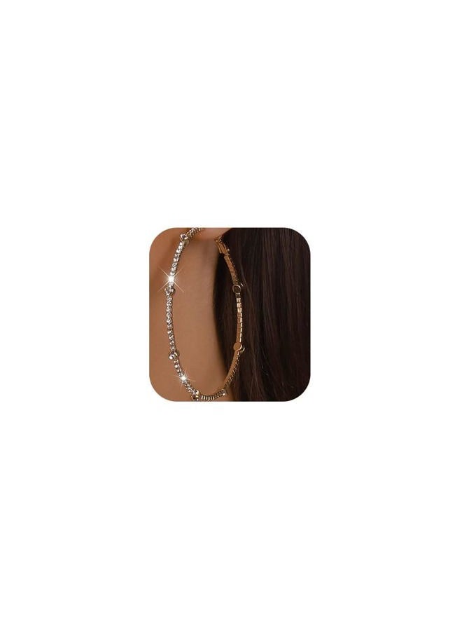 Chargances Gold Large Rhinestone Circle Hoop Earrings Exaggerate Big Crystal Round Earrings Earrings for Women and Girls Fashion Wedding Accessories (Gold) - Image 1