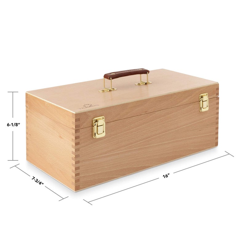 7 Elements Wooden Art Supply Storage Organizer - Large Beechwood Artist Tool Box with Drawer - Image 5