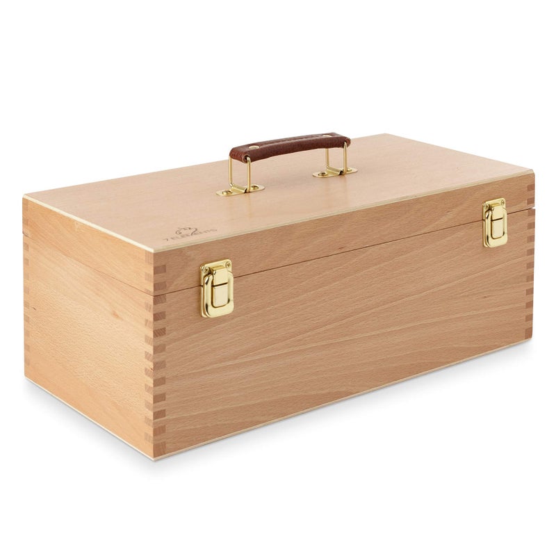 7 Elements Wooden Art Supply Storage Organizer - Large Beechwood Artist Tool Box with Drawer - Image 2