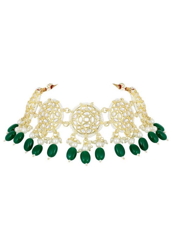 Aheli - Silver Plated Beads Studded Choker Necklace Dangle Earrings & Maang Tikka Ethnic Fashion Jewellery Set Gift For Women - Image 1