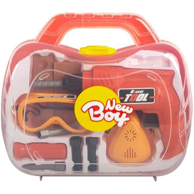 TOOL SET  VIBRANT (ORANGE) TOOL KIT WITH HAMMER, SCREWDRIVER, WRENCH & MORE, DURABLE PLASTIC, PROMOTES IMAGINATIVE PLAY & FINE MOTOR SKILLS, CONVENIENT CARRY CASE, IDEAL FOR KIDS - Image 1