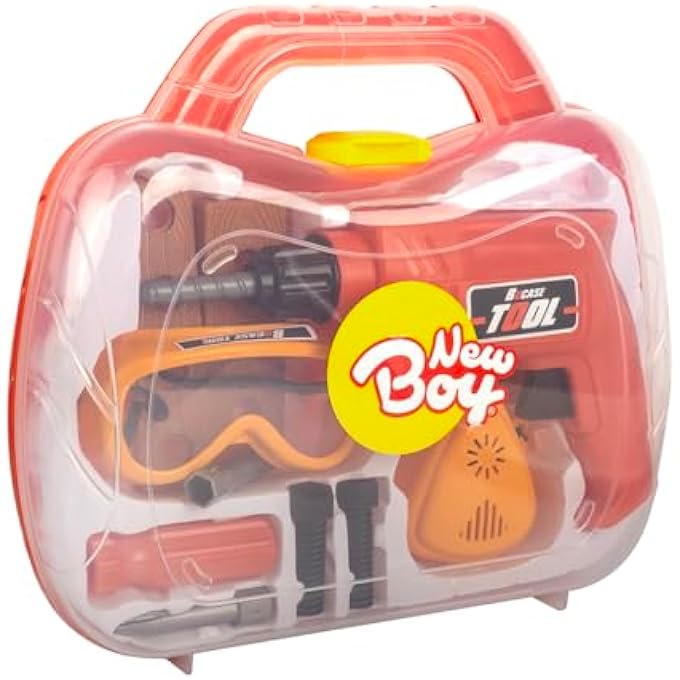 TOOL SET  VIBRANT (ORANGE) TOOL KIT WITH HAMMER, SCREWDRIVER, WRENCH & MORE, DURABLE PLASTIC, PROMOTES IMAGINATIVE PLAY & FINE MOTOR SKILLS, CONVENIENT CARRY CASE, IDEAL FOR KIDS - Image 2