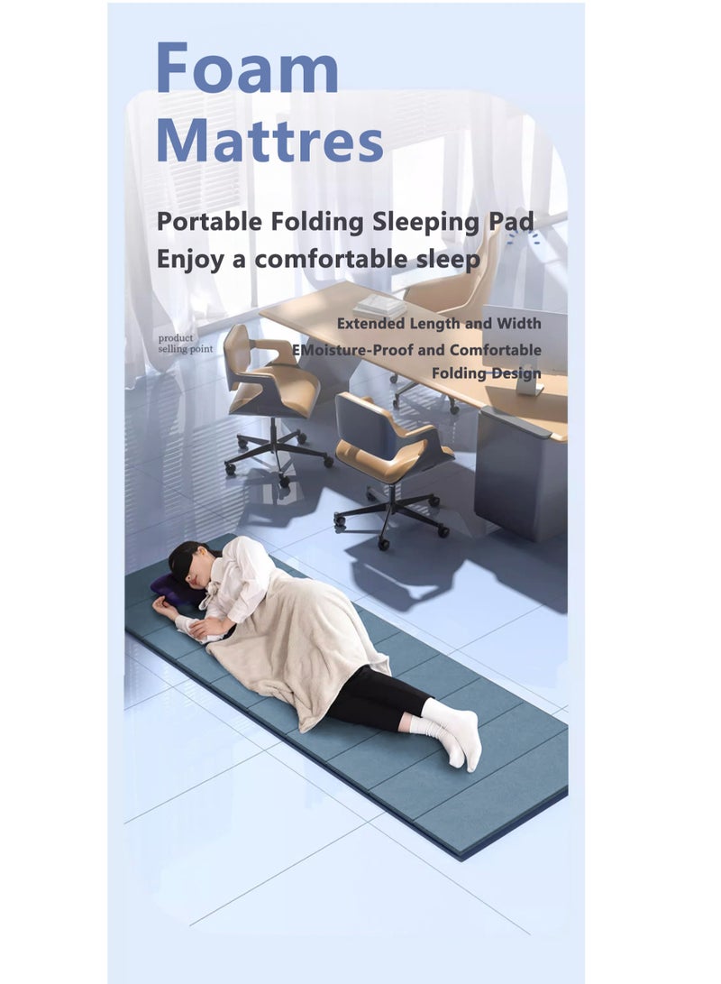 XiuWoo Foldable Thick Foam Mattress, Waterproof Density Single Mattress , Portable Sponge Mattress, Floor Sleeping Mat, Portable Bed, Topper Guest Mat, Sleeping Pad, Floor Nap with Pillow, Storage Bag - Image 2