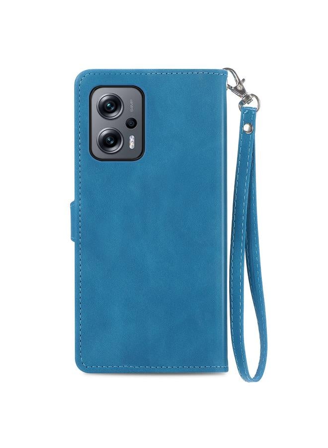 اس-توب جراب هاتف Redmi Note 11T من الجلد بسحاب منقوش عليه زهور - Image 3