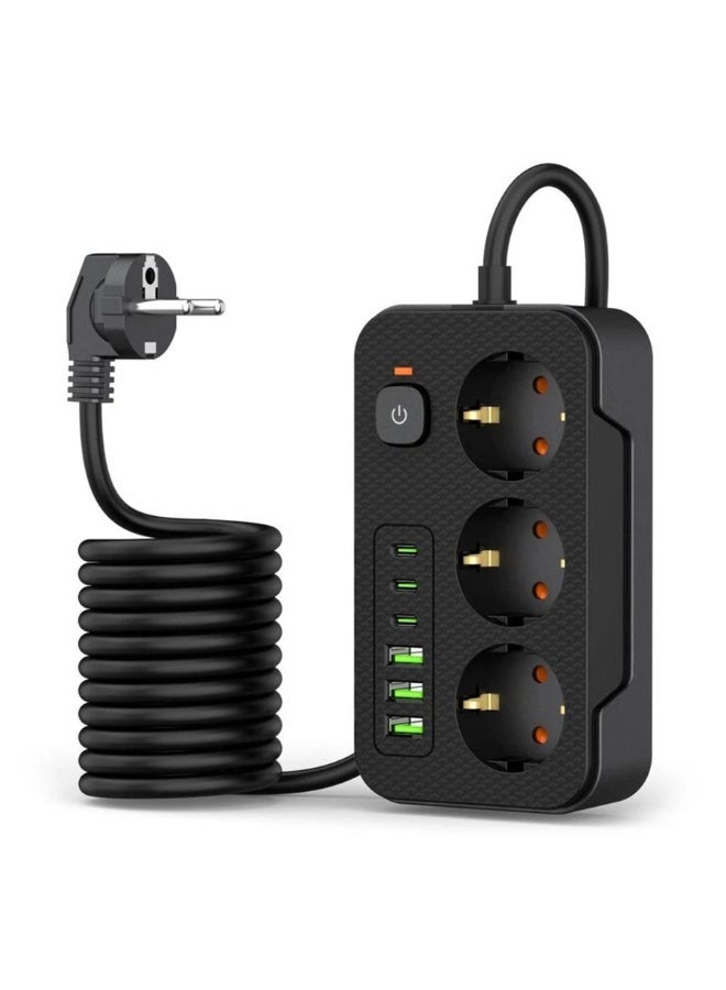 Power Strip Surge Protector J3+6U with 2M Extension Cord, 3 AC Outlets, 3 USB Ports and 3 PD Fast Charging Ports, 2500W 10A Rated Power, 110V-250V, Advanced Safety Protection for Home, Office and Travel - Image 1