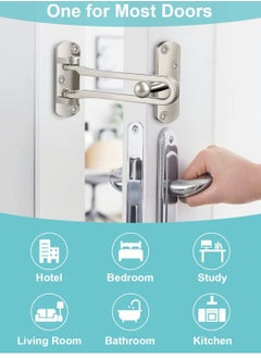 Excefore Hotel Anti-Theft Buckle, Door Lock Swing Rod Door Guard for Front and Inner Doors Thickened Solid Zinc Alloy Reinforced Locks for Home Security Door Locks Reinforced Door Stoppers 2 Pack  - Image 2