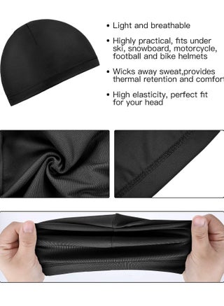 6 Pieces Skull Caps Helmet Liner Sweat Wicking Cap Running Hats Cycling Skull Caps for Men - view 2
