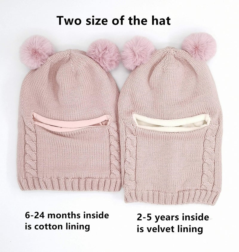 GZMM Baby Girls Boys Winter Hat Scarf Earflap Hood Scarves Skull Caps Pink - Image 4