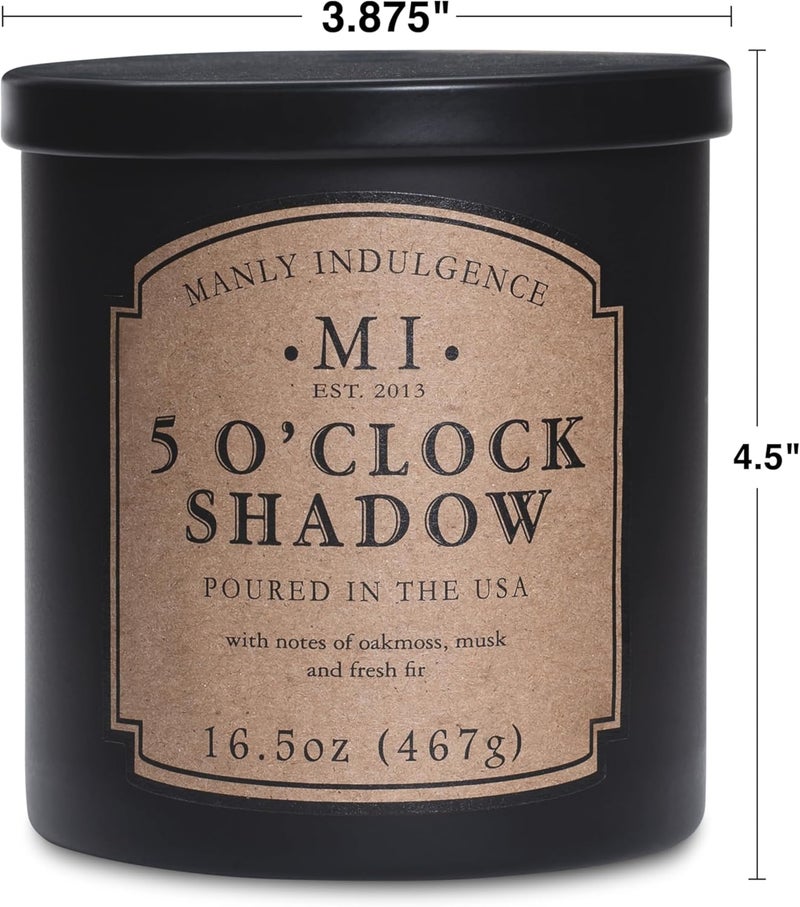 Manly Indulgence 5 O'Clock Shadow Jar Candle 16.5 oz - Oakmoss & Zesty Citrus Hints - Musk & Fresh Fir - Up to 60 Hours Burn - Soy Blend Wax, USA Poured - Image 4